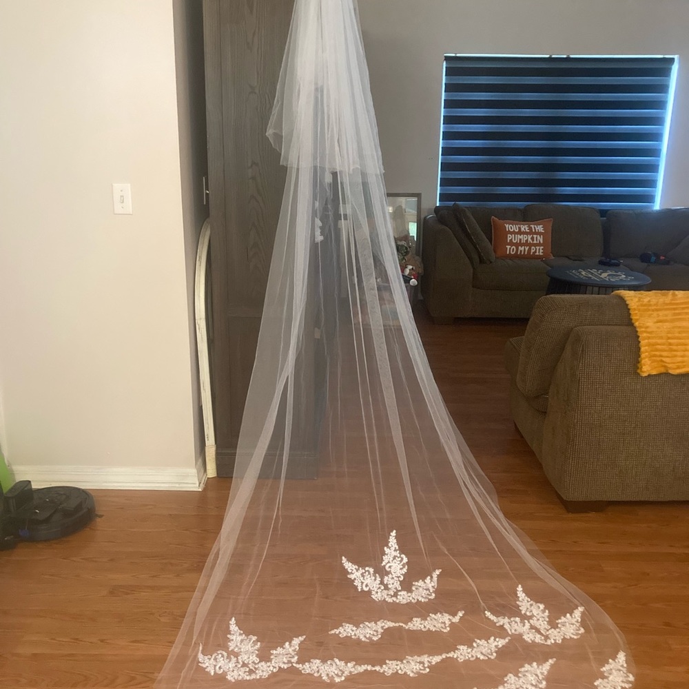 SOLD through marketplace.  Cathedral Wedding veil with blusher